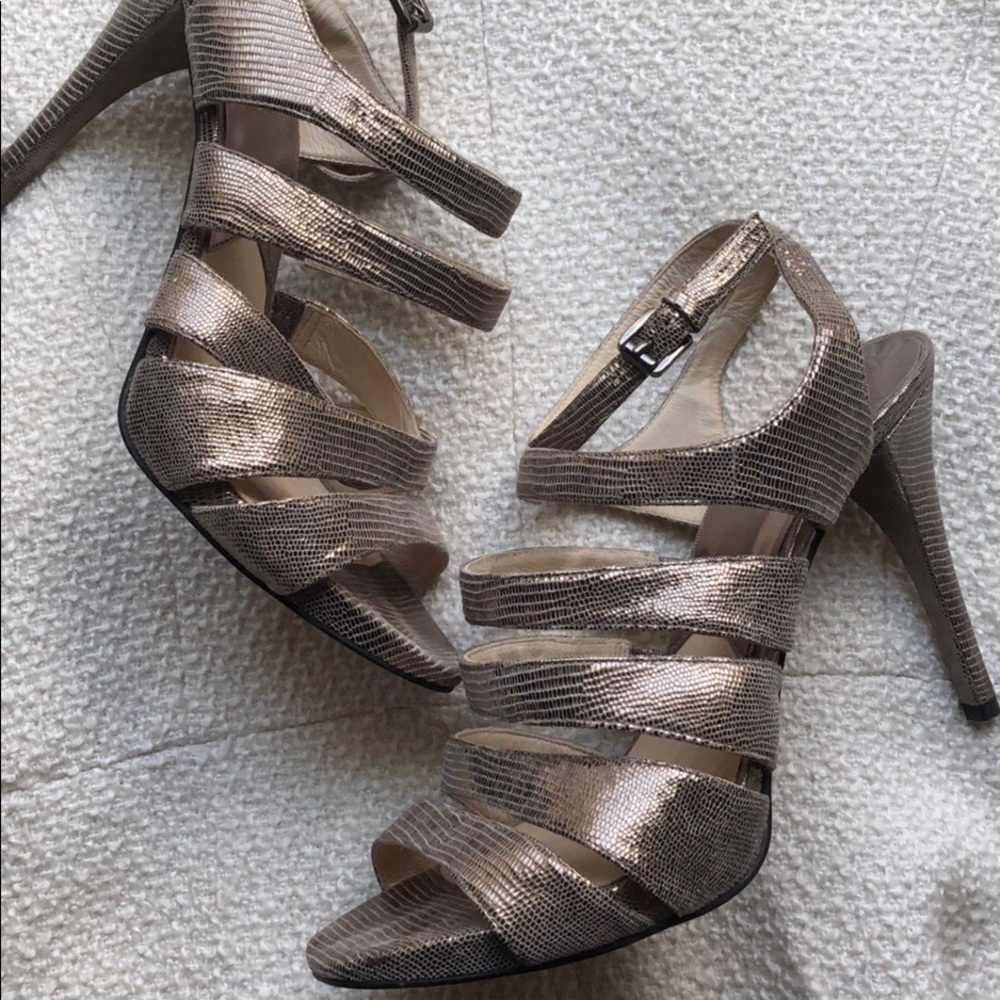 Michael Kors Metallic Platform Slingback Heels